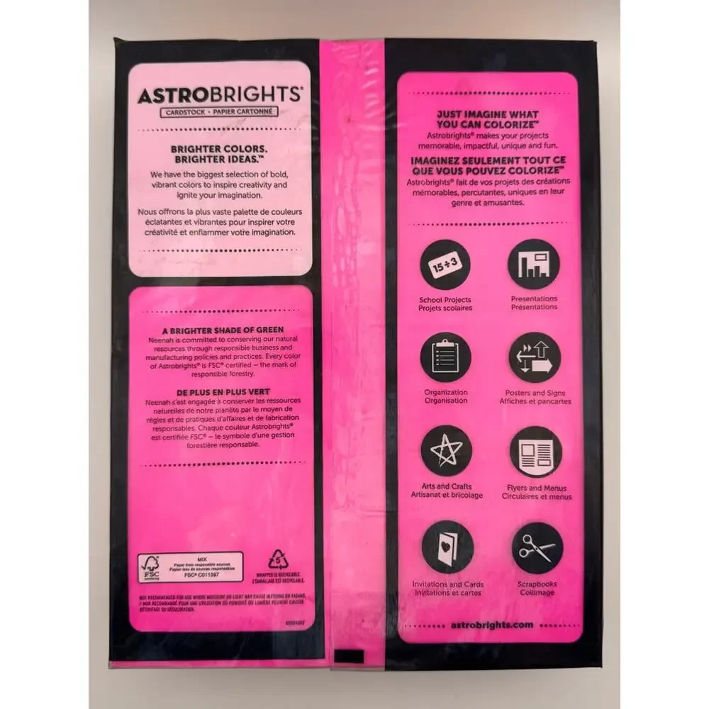 Astrobrights Happy Cardstock 8.5x11 65 lb 250 Sheets 5 Assorted Colors 21004 New